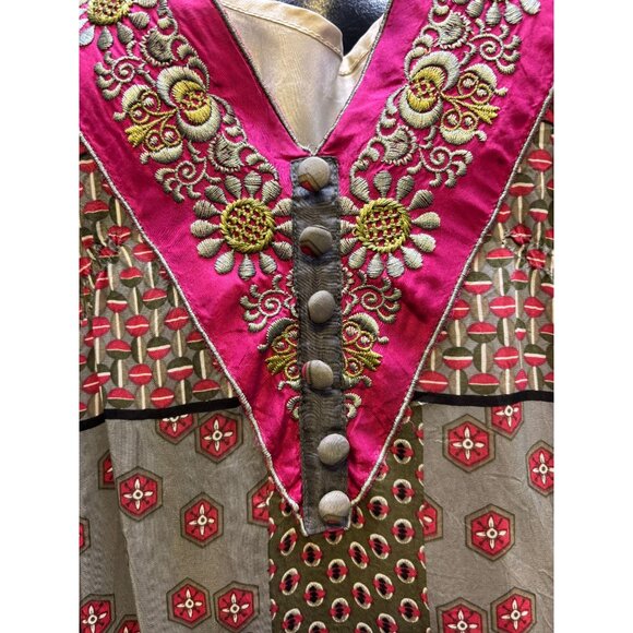 Johnny Was Dress/Silk Slip Gray Multi S - Picture 5 of 9